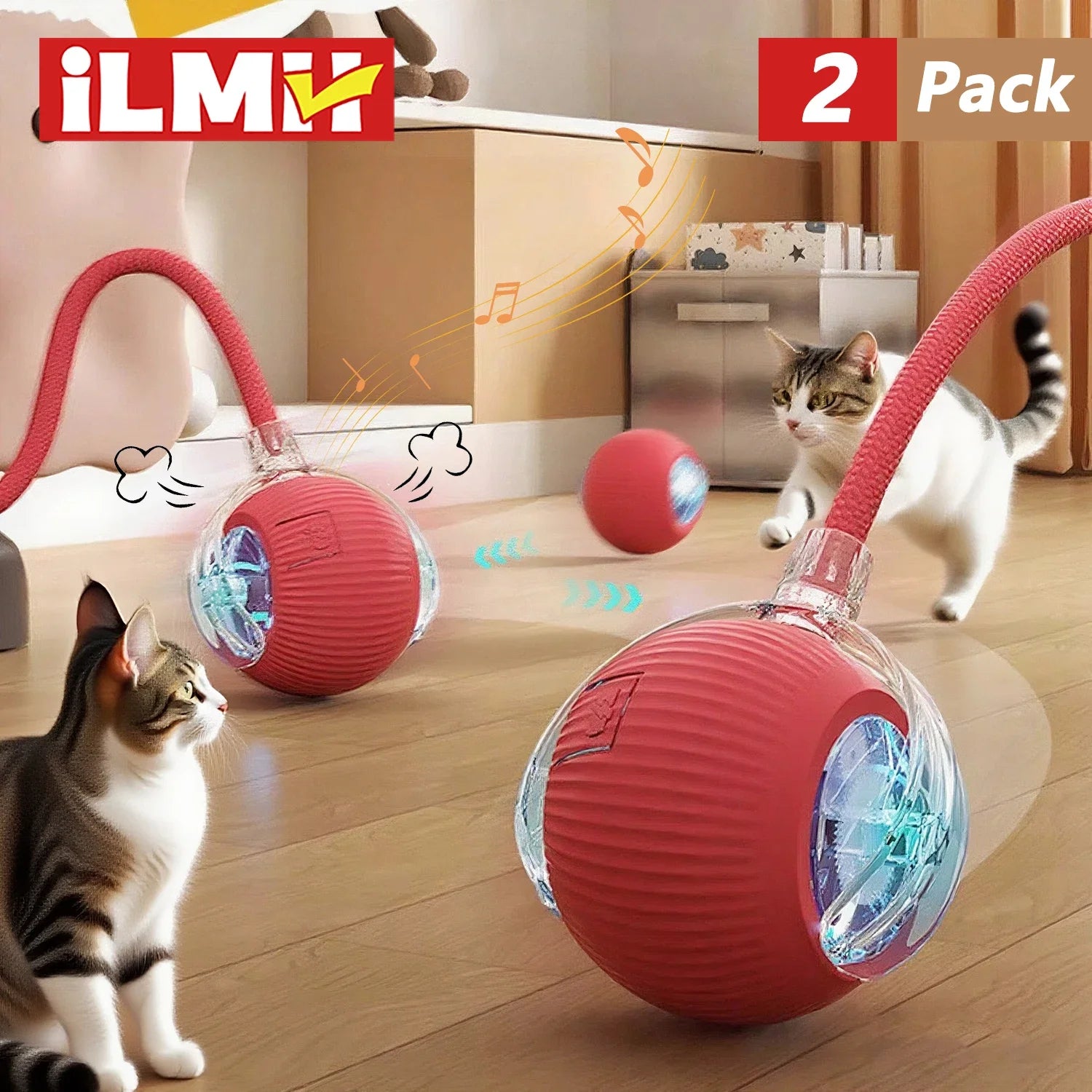 Dog Cat Interactive Ball Toy Automatic Rolling Ball Faux Tail
