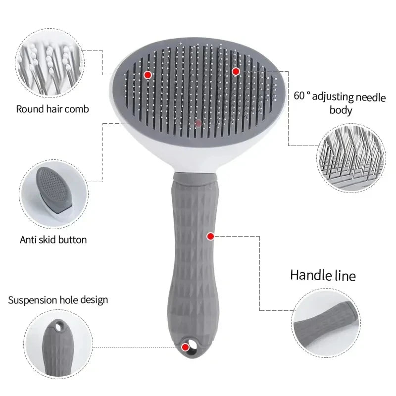 Ergonomic Pet Grooming Comb for Tangle-Free Fur