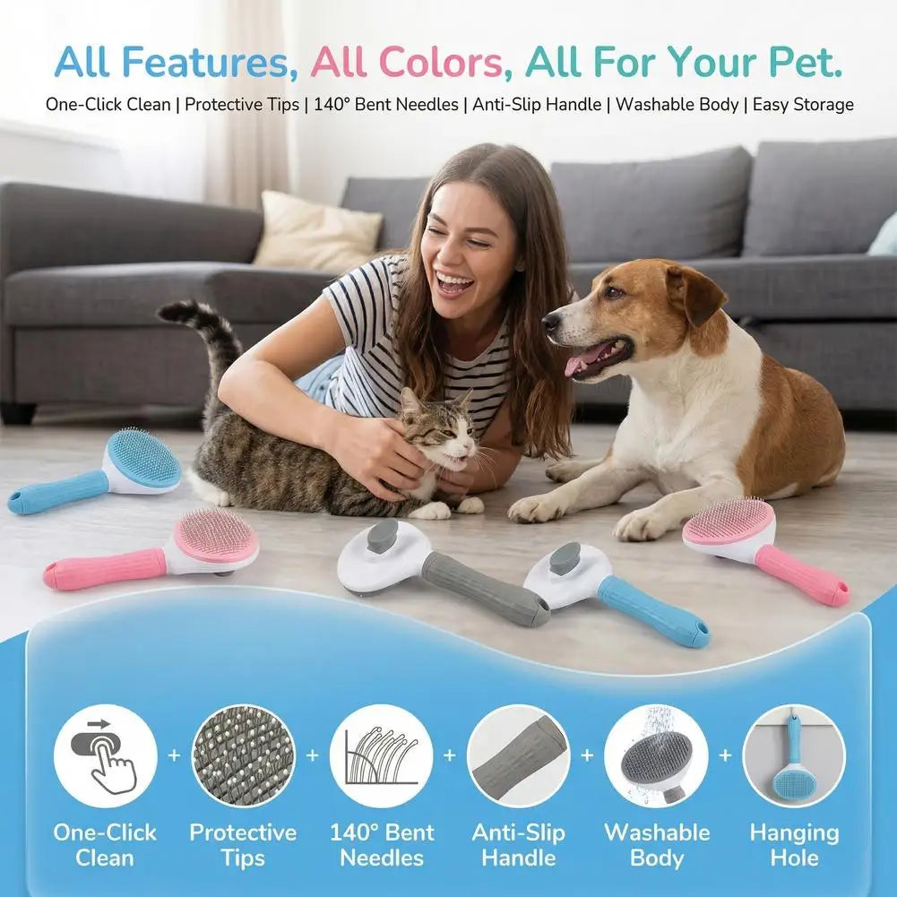 PetBloom Pro: One-Click Self-Cleaning Grooming Brush for Pets