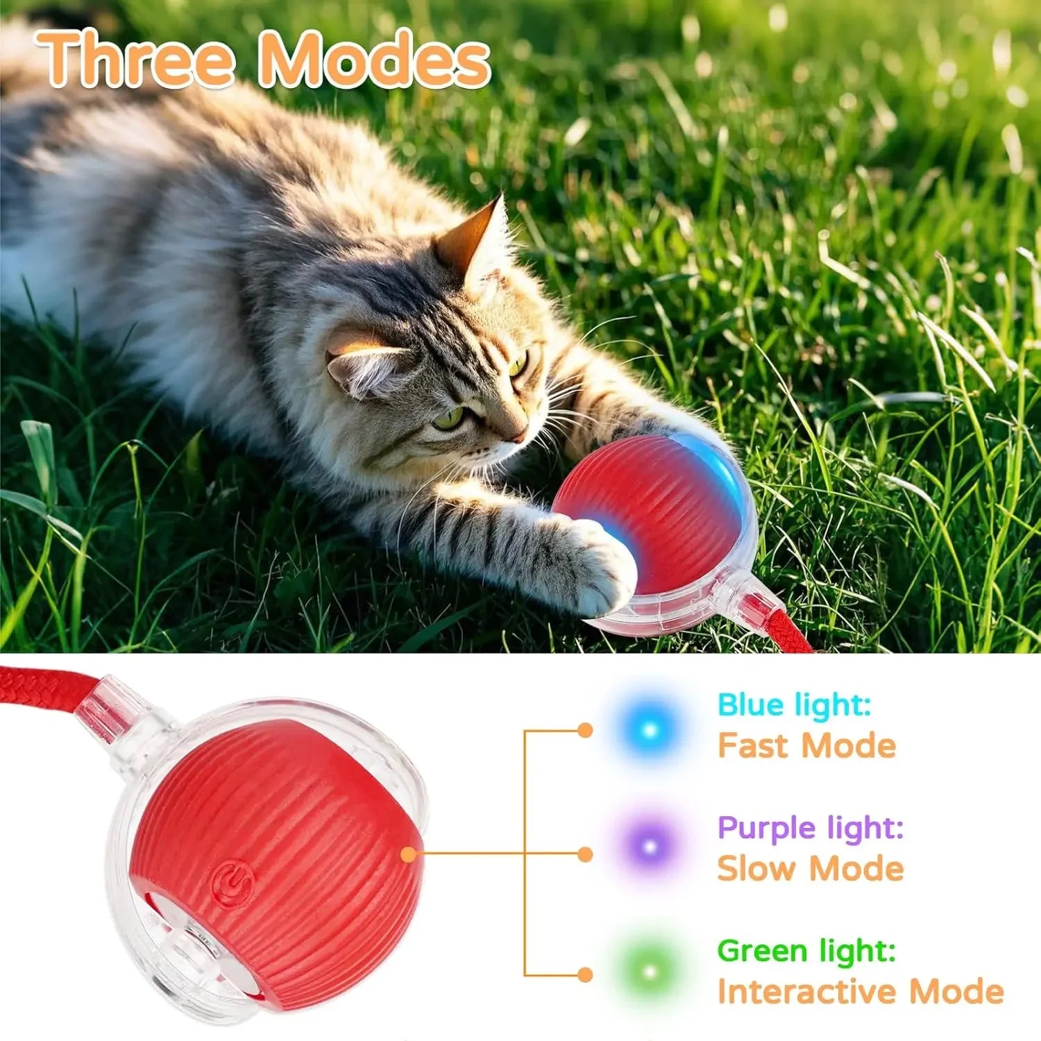 Dog Cat Interactive Ball Toy Automatic Rolling Ball Faux Tail