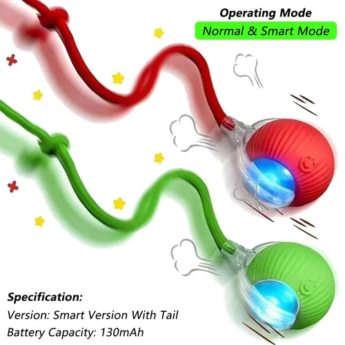 Dog Cat Interactive Ball Toy Automatic Rolling Ball Faux Tail