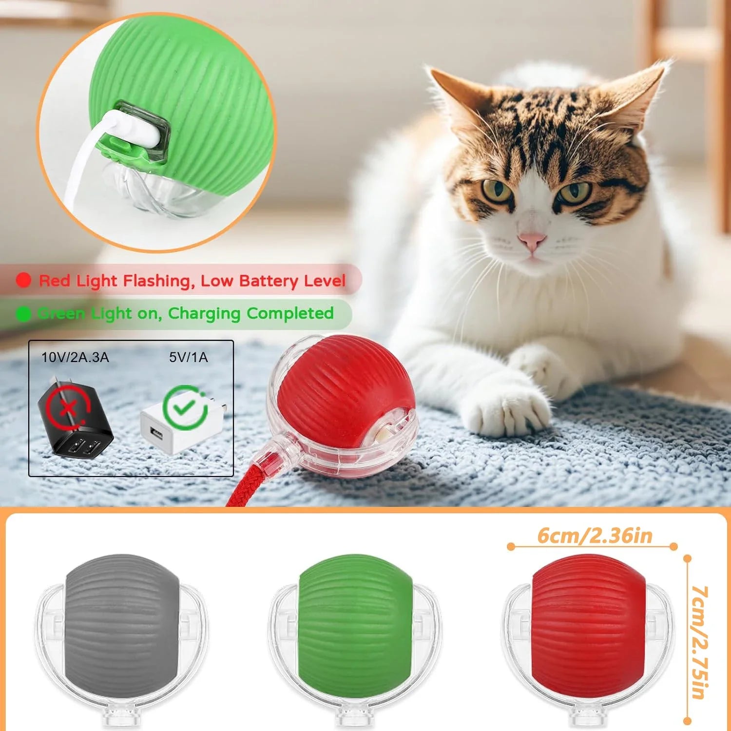 Dog Cat Interactive Ball Toy Automatic Rolling Ball Faux Tail