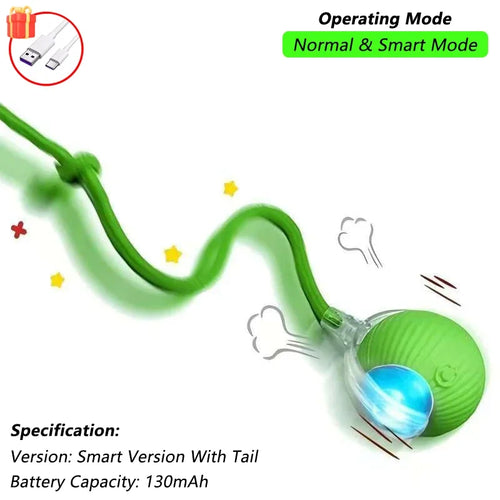 Dog Cat Interactive Ball Toy Automatic Rolling Ball Faux Tail